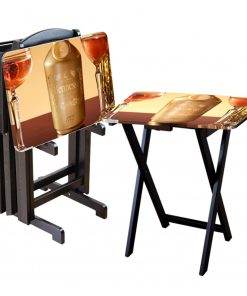 B08W4BWKRH Gold Liquor Drink inspired Custom TV Tray Table Add Photo Hold 44 lbs No Assembly Gift