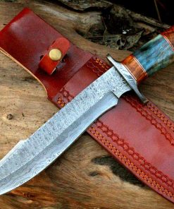 B08VGJJPKF vk3549 Handmade Damascus Steel Hunting Bowie Knife 15.00 inches Long comes With Leather Sheath
