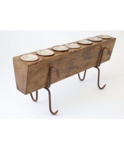 B08S7G2WQP Rustic Natural Wood and Metal Candle Holder - 7 Hole Sugar Mold Candleholder Complete Set - Vintage Seaside Pillar Stand for Dining Table Centerpiece, Coffee Table
