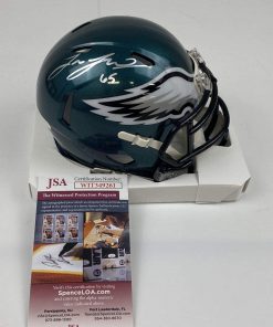 B08VWGQD1T Autographed/Signed Lane Johnson Philadelphia Eagles Mini Football Helmet JSA COA