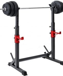 B08VRKR4N3 perfectbot Power Tower Strength Training Workout Equipment, Dip Station Barbell Rack 550LBS Max Load Adjustable Squat Stand Dipping Station Weight Bench