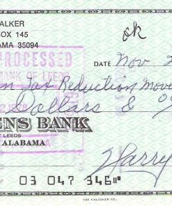 B0088D5PCO HARRY WALKER -CF- MLB 1940-51 Passed Away 1999 Signed 6x3 Check - MLB Cut Signatures