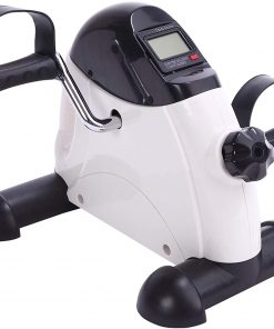 B08SK6YG2W WHFKFBS Portable Mini Exercise Bike, Portable Home Use Hands and Feet Trainer Office Use Home Use Under Desk with LCD Screen Display and Foot Pedal,White,43x38x31cm