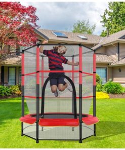 B08SVKJV36 [US Delivery] PPgejGEK 55" Mini Trampoline for Kids, with Enclosure Net Jumping Mat and Spring Cover Padding, Small Trampoline for Kids Indoor/Outdoor, Supports up to 100 Pounds
