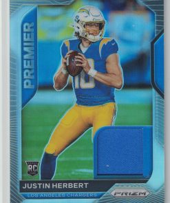 B08RP894LG 2020 Panini Prizm Justin Herbert Premier Silver Rookie Game Worn Jersey Patch Card