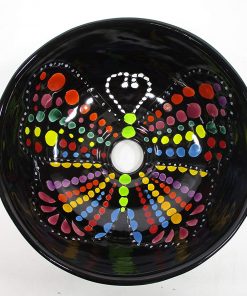 B08X142K2R 10Â¾" ROUND TALAVERA SINK, vessel mexican bathroom sink handmade folk art ceramic