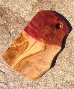 B08X6T1P33 Burgundy and Gold Glittery Olive Wood Charcuterie, Cheese Board, Cutting Board, Serving Tray, Chopping Board - Housewarming Gift - New