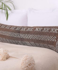 B08X1V8QW3 Oversized 13"x52" Bed Lumbar Throw, Cactus Silk Pillow, Walnut Brown, Moroccan Sofa Decorative Cushion, Handmade by Berber Women CRSL159