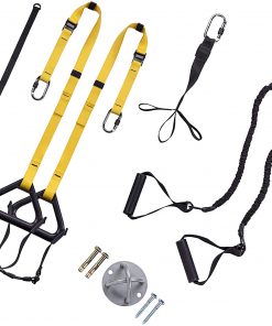 B08RWCXCM6 Bodyweight Resistance Straps Training Kit, Complete Home Gym Fitness Trainer Kit, Full Body Workout for Indoor or Outdoor Gym