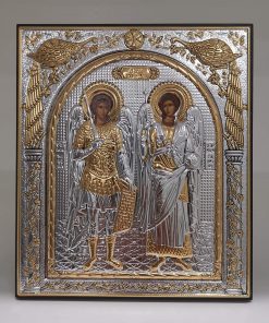 B08W1L8DC7 Archangels Michael & Gabriel Silver Orthodox Icon/Greek/Handmade