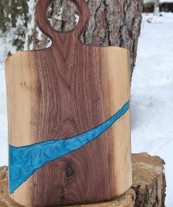 B08RYH5K1B Handmade Epoxy Resin Black Walnut Charcuterie Board Live Edge, Valentine's Gift, Serving board Handcrafted Cutting Board, Made in Canada - 16.25" x 9.25" x .87" 1.KG #1086