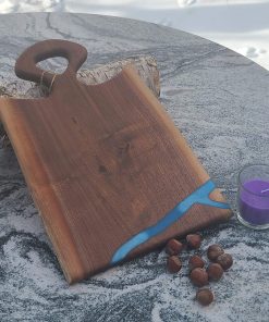 B08VWZPL29 Handmade Epoxy Resin Black Walnut Charcuterie Board Live Edge, Valentine's Gift, Serving board Handcrafted Cutting Board Made in Canada - 16.0" x 10.5" x .75" 1.1 KG #10102