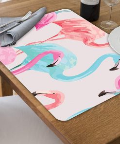 B08WPK3TYL Set of 4 Unique Rigid brilliant Placemats or chargers in mexican wood handmade artisan work. Covered with resin and durable materials. Ideal for Dining Table Model: FLAMINGO - Free Express Shipping