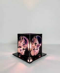B08WWQYJWW Embryo - Collectable, Tabletop, Corner, Square, Purple, Stained Fused Art Glass, Meditation, 4-panel, Glass Lamp