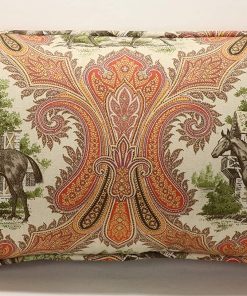B08VDNNKRK One 14" by 26" Oblong Horse Country Scene Paisley Green Blue Tan Handmade Decorative Throw Pillow Covers