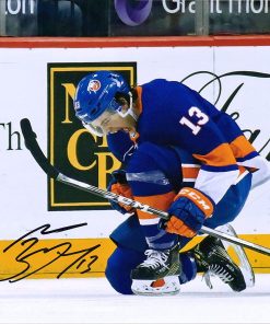 B08W3PN4CV Mathew Barzal New York Islanders Autographed 8" x 10" Blue Jersey Goal Celebration Photograph - Autographed NHL Photos