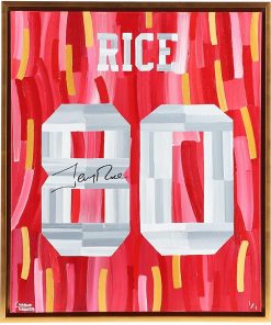 B08V3XLQS7 Jerry Rice San Francisco 49ers Autographed 20" x 24" Gallery Wrapped Canvas - Original Hand-Painted Artwork by Charlie Turano III - Autographed NFL Art