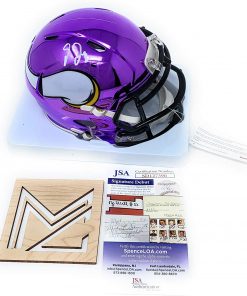 B08VWR2C5P Justin Jefferson Minnesota Vikings Signed Autograph CHROME Speed Mini Helmet JSA Certified