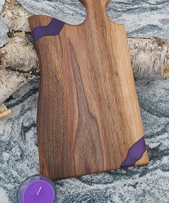 B08VX3R2C8 Handmade Epoxy Resin Black Walnut Charcuterie Board Live Edge, Valentine's Gift, Serving board Handcrafted Cutting Board Made in Canada - 17" x 9" x 1.12" 1kg
