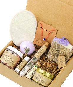 B08T1B5DTV Spa Gift Set - Lavender Care Package for Women - Relaxing, Pampering & Stress Relief Gift Baskets for Women, Mom, Friend, Wife, Sister, Aunt, Her - Long Distance Gifts