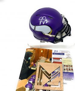 B08VVWSRT2 Justin Jefferson Minnesota Vikings Signed Autograph Speed Mini Helmet JSA Certified
