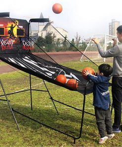 B08RWBTP2Z Large Folding Basketball Arcade Game for 2-Player, Indoor Outdoor Adults Children Exercise Sport Fun with 5 Balls and Hoop