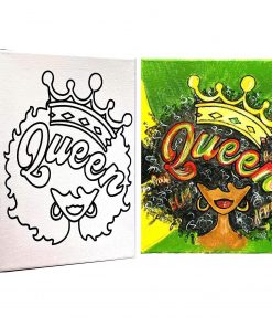 B08VGXSWSQ 4 PACK 11x14 Canvas Painting Bundle | Pre Drawn Stretched Canvas | Afro Queen 2 | Birthday Gift | Adult Sip and Paint Party Favor | DIY Virtual Party Kitâ€¦