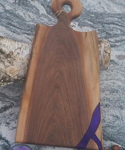 B08VWDFMNY Handmade Epoxy Resin Black Walnut Charcuterie Board Live Edge, Valentine's Gift, Serving board Handcrafted Cutting Board Made in Canada - 16.5" x 9.5" x .87" 1.1 KG #10104