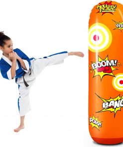 B08RXTN426 Kid's Inflatable Punching Bag - 130cm Tall Free Standing Boxing Ball for All Ages Boys Girls Fitness & Stress Relief