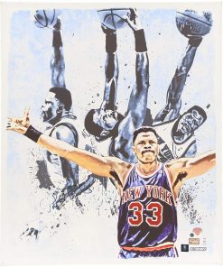 B08VQ67W3Q Patrick Ewing New York Knicks Framed Autographed 16" x 20" Canvas - Autographed NBA Art
