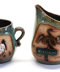 B08WJKBJCX One-Of-A-Kind Handmade Stoneware Sugar and Cream Set with Florida Wetlands Scenes
