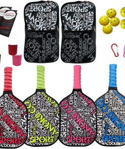 B08X16VK6T ANOKII CO Sport Premium Pickleball Set BUNDLE 4 Lightweight Graphite Pickleball Paddles, 4 Indoor & 4 Outdoor Balls & 2 Pickleball Bags, Pickle Ball Beginner to Intermediate Level- Start Guide & Gifts