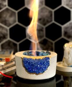 B08WK73JQG Tabletop Fireplace with Amethyst | Indoor Rubbing Alcohol Bio Ethanol Fireplace Fire Bowl Pit Outdoor Decor Portable Table Top Small Chiminea Meditation Bowl Geode Candle Holder Boho Concrete Pot