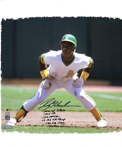 B08WHPHMVJ Rickey Henderson Oakland Athletics Autographed 20" x 24" Canvas with Multiple Inscriptions - Autographed MLB Art