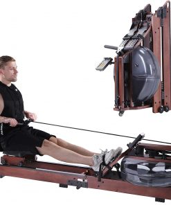 B08TM1824R Foldable Wood Water Resistance Rowing Machine for Sport Fitness Home Use, Rower with Bluetooth Monitor Training Exercise Equipment Indoor Gyms