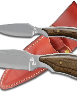 B003B3NRT4 Outdoor Edge Dark Timber Combo - 2 Knife Skinner and Caper Fixed Blade Combo Set with Full-Tang Stainless Steel Blades, Walnut Pakkawood Handles and Leather Sheath