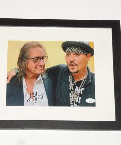 B08VNHY694 GEORGE JUNG SIGNED FRAMED 8X10 PHOTO BOSTON GEORGE BLOW W/JOHNNY DEPP 1 JSA COA