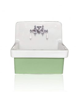B08RQQ51NC New Coupe d'Carre Small Wall Mount High Back Bath Sink Antique Vitreous China Porcelain Farm Sink, Arsenic & Chrome