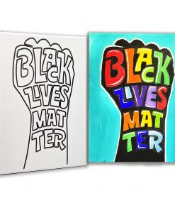 B08VYJHGBC 4 PACK 11x14 Canvas Painting Bundle | Black Lives Matter Fist Pre Drawn Stretched Canvas Kit | Birthday Gift | Adult Sip and Paint Party Favor | DIY Virtual Party Kit
