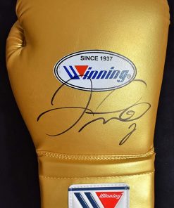 B08VVGN426 Floyd Mayweather Jr. Signed - Autographed Gold Winning Boxing Glove + PSA/DNA COA