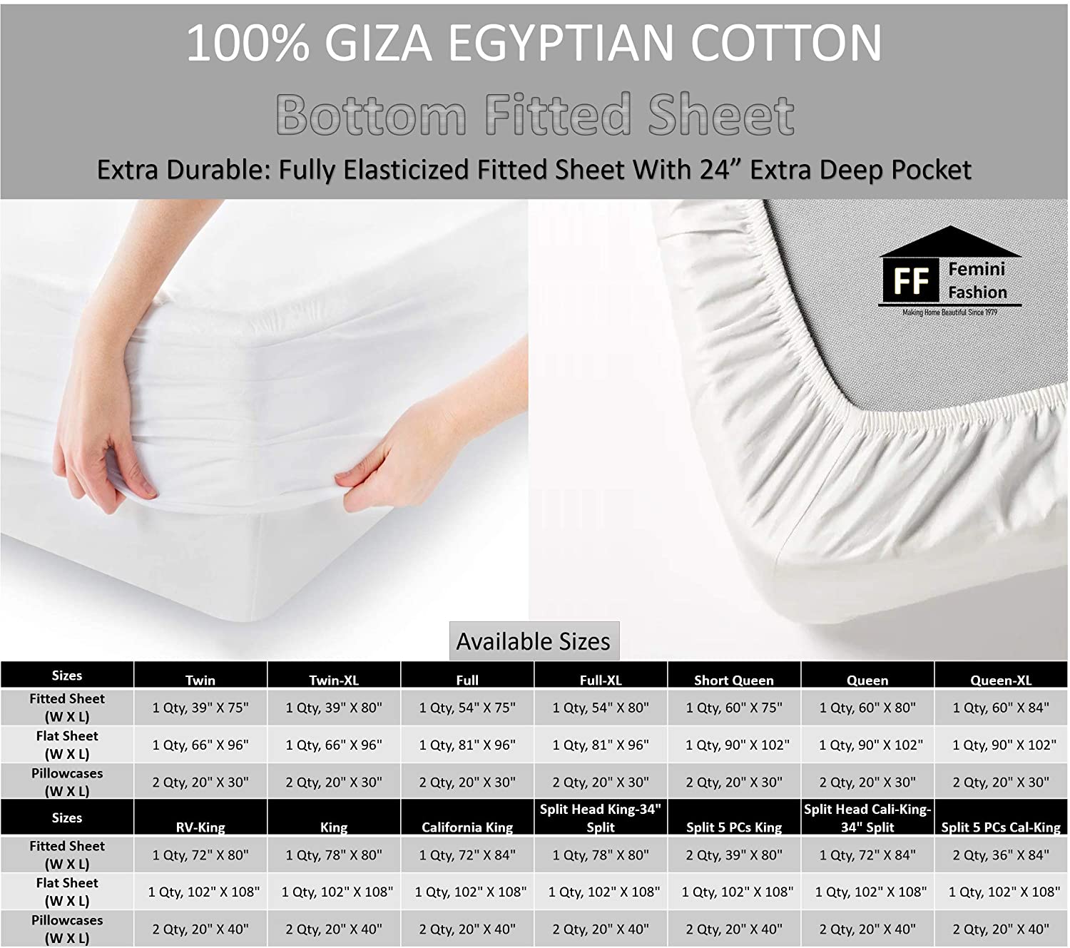 B08TBTLC62 Extra-Deep-Pocket 100% Egyptian-Giza-Dreams Bed-Sheet-Set, 4 PCs  My-Giza-Dream-Sheets-&-Pillow, Certified Giza Long Staple Cotton fits upto  