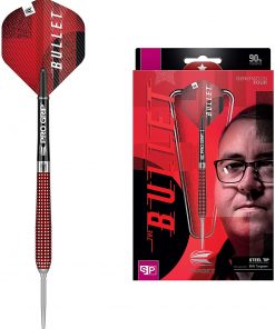B08TQX2254 Target Darts Stephen Bunting Gen 4 23G 90% Tungsten Swiss Point Steel Tip Darts Set, Silver and red (190136)