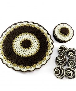 B08VKLWJF9 Round Handmade Crochet Table Placemat set x 18pcs
