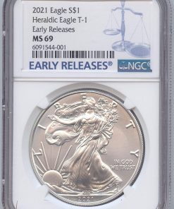 B08WP8PYLG 2021 American Silver Eagle Type 1, Heraldic Eagle 1 OZ MS-69 NGC Early Releases