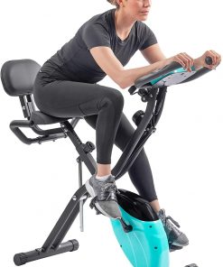 B08SWRTVXK TP Folding Exercise Bike Cycle Bikes Stationary Bicycle for Exercise Fitness Upright and Recumbent X-Bike with 10-Level Adjustable Resistance, Arm Bands and Backrest