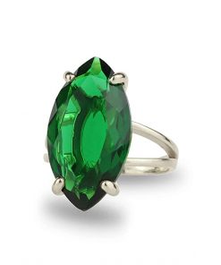 B08WRQHF22 Handmade Marquise Emerald Ring - Vibrant Sterling Silver Ring - Custom Womens Rings - Engagement, Wedding, Fashion Statement Rings - Choose Your Ring Size and Material