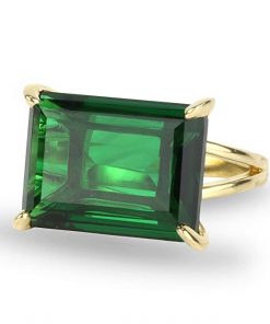 B08WLXG1HP Luxurious 14k Gold Emerald Ring - Handcrafted Gem Rings for Engagement, Wedding, Fashion, Gift Jewelry - Boho, Statement, Vintage Rings for Women