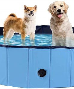 B08WTPB7BK PROGLEAM Foldable Dog Pet Swimming Pool Slip-Resistant PVC Kiddie Pool Collapsi