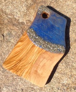 B08X6M1XWT Royal Blue and Gold Glittery Olive Wood Charcuterie, Cheese Board, Cutting Board, Serving Tray, Chopping Board - Housewarming Gift - New