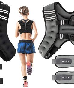 B08SHWRG6J PACEARTH 2 Pack Weighted Vest (12lbs Each) with Ankle/Wrist Weights for Strength Training, Cardio, Walking, Jogging, Running